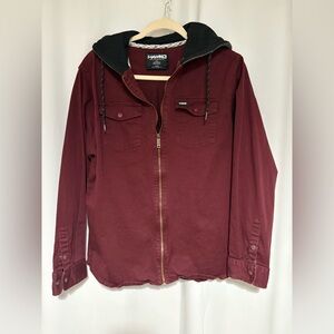 Tony Hawk Size L Men’s Hooded Zip Closure Jacket Skater Style Burgundy